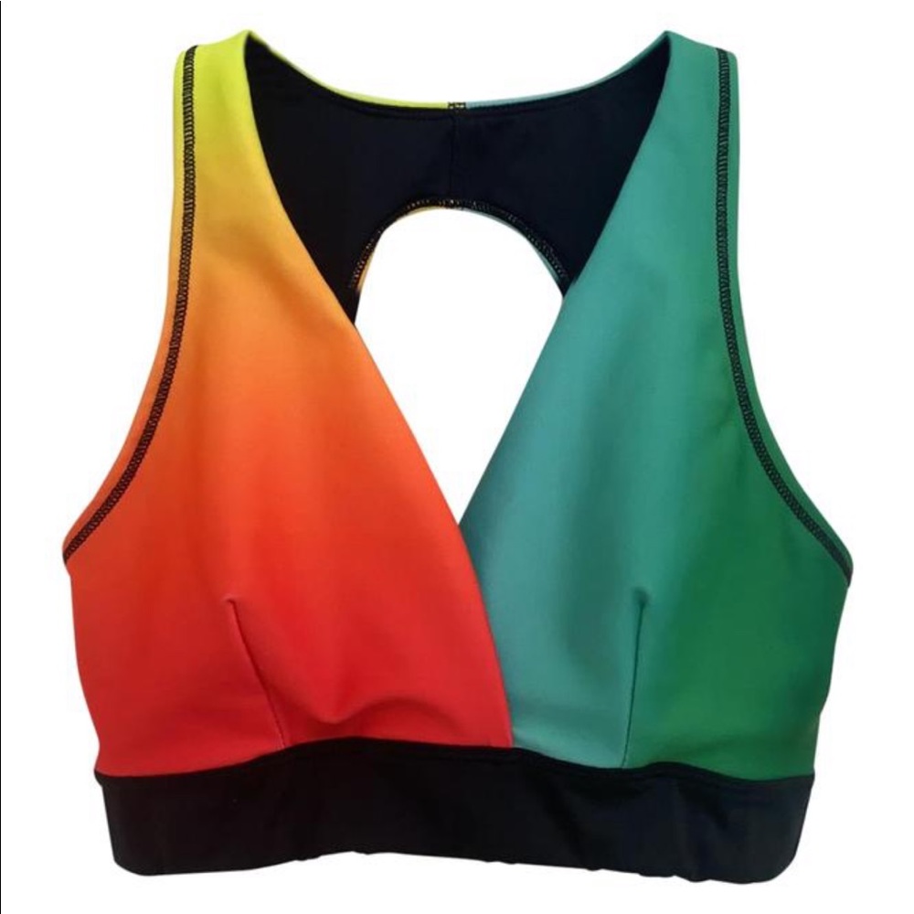 Zumba Surf Open Back Bra Green,Orange,Yellow,Teal